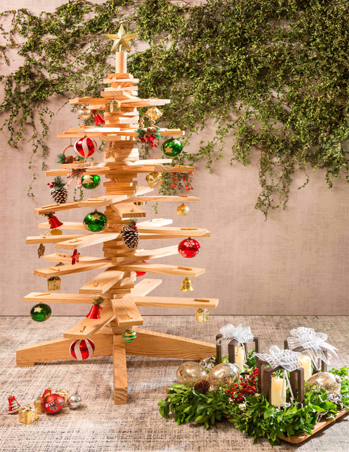 Handcrafted pinewood Christmas tree from Ochre at Home (OAH)