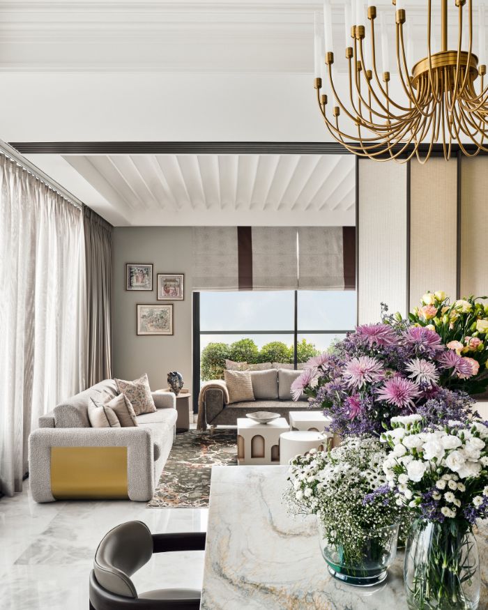 The den area is home to furniture by Ochre At Home, glass screens by Waltz by JB Glass and carpet from Cocoon Fine Rugs; Styling by Kunnal Dass and Photography by Gokull Rao Kadam