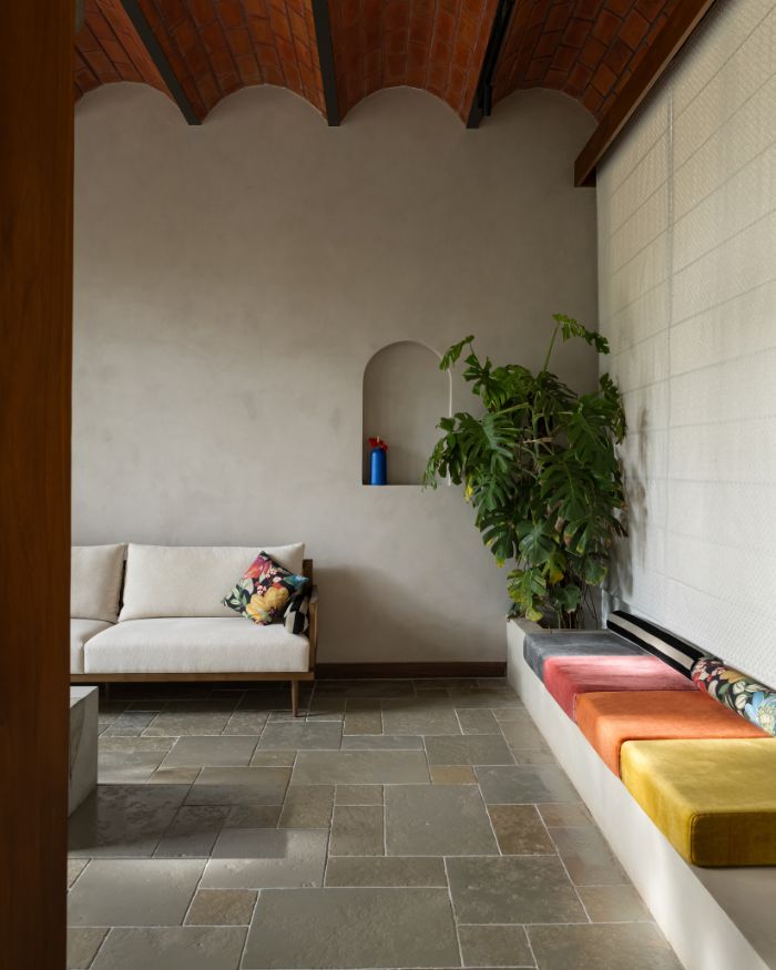 More than just a hallway, the veranda-like corridor bridges public and private with intention and grace; Styling by Fymin Naif and Nimitha Harith; Photography by Justin Sebastian
