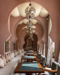 All forms detailed & outlined with matte black paint to highlight the forms, specially the built on site horseshoe arches leaving a lasting impression of refined escapism; Photography by Jeetin Sharma